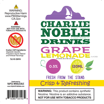 Charlie Noble - Grape Lemonade Flavored Synthetic Nicotine Solution